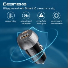 Зарядное устройство Promate drivegear-pd33 USB-C PD33W + USB-A QC3.0 Black (drivegear-pd33) - Фото