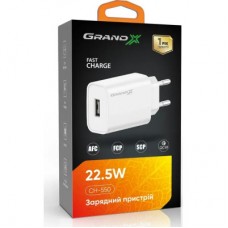 Зарядний пристрій Grand-X CH-550W Quick Charge USB QC3.0 Black (CH-550W) - Фото