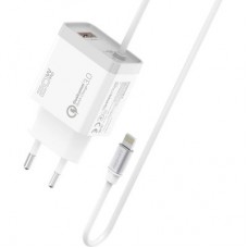 Зарядное устройство Promate icharge-pdqc3 Lightning PD20W + USB-A QC3.0 White (icharge-pdqc3.white) - Фото
