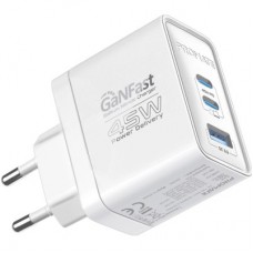 Зарядний пристрій Promate powerport-45 2xUSB-C PD + USB-A QC 45 W White (powerport-45.white) - Фото