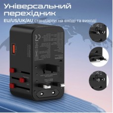 Зарядний пристрій Promate tripmate-gan160 3xUSB-C PD + USB-A QC 160 W GaN Black (tripmate-gan160) - Фото