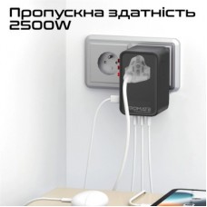 Зарядний пристрій Promate tripmate-gan160 3xUSB-C PD + USB-A QC 160 W GaN Black (tripmate-gan160) - Фото