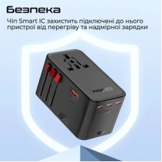 Зарядний пристрій Promate tripmate-gan160 3xUSB-C PD + USB-A QC 160 W GaN Black (tripmate-gan160) - Фото