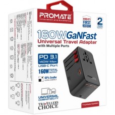 Зарядний пристрій Promate tripmate-gan160 3xUSB-C PD + USB-A QC 160 W GaN Black (tripmate-gan160) - Фото