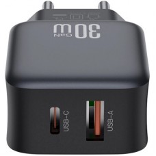 Зарядний пристрій XO L156 USB-C PD30W + USB-A QC3.0 Black (L156.black) - Фото