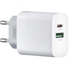 Зарядний пристрій XO L64 USB-A + USB-C 18 W White (L64.white) - Фото