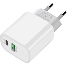Зарядний пристрій XO L64 USB-A + USB-C 18 W White (L64.white) - Фото