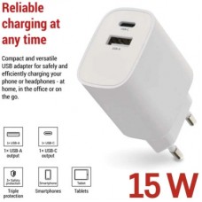 Зарядний пристрій EMOS V02B15 1xUSB-A + 1xUSB-C 15 W GaN (V02B15) - Фото