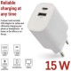 Зарядний пристрій EMOS V02B15 1xUSB-A + 1xUSB-C 15 W GaN (V02B15)