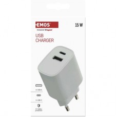 Зарядний пристрій EMOS V02B15 1xUSB-A + 1xUSB-C 15 W GaN (V02B15) - Фото