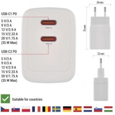 Зарядний пристрій EMOS V03G35 2xUSB-C 15 W GaN (V03G35) - Фото