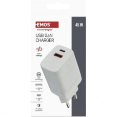 Зарядний пристрій EMOS V04G45 1xUSB-A + 1xUSB-C PD20W GaN (V04G45) - Фото