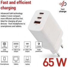 Зарядное устройство EMOS V05G65 1xUSB-A + 2xUSB-C PD65W GaN (V05G65) - Фото