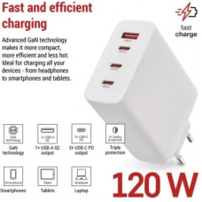 Зарядний пристрій EMOS V06G120 1xUSB-A + 3xUSB-C PD120W GaN (V06G120) - Фото