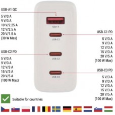 Зарядний пристрій EMOS V06G120 1xUSB-A + 3xUSB-C PD120W GaN (V06G120) - Фото