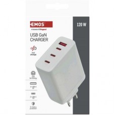 Зарядний пристрій EMOS V06G120 1xUSB-A + 3xUSB-C PD120W GaN (V06G120) - Фото