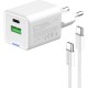 Зарядний пристрій ColorWay C101A GaN Mini 20 W PD PPS USB-C + USB-A QC4.0 + cable USB-C to USB-C black