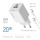 Зарядний пристрій ColorWay C101A GaN Mini 20 W PD PPS USB-C + USB-A QC4.0 + cable USB-C to USB-C black