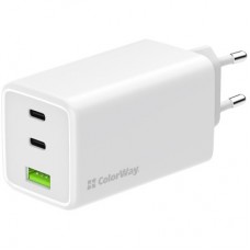 Зарядний пристрій ColorWay C101B GaN Mini 100 W PD PPS 2xUSB-C + USB-A white (CW-CHS061PD-WT) - Фото