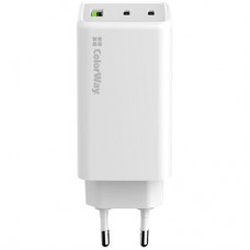 Зарядний пристрій ColorWay C101B GaN Mini 100 W PD PPS 2xUSB-C + USB-A white (CW-CHS061PD-WT) - Фото
