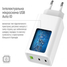 Зарядний пристрій ColorWay C101B GaN Mini 100 W PD PPS 2xUSB-C + USB-A white (CW-CHS061PD-WT) - Фото