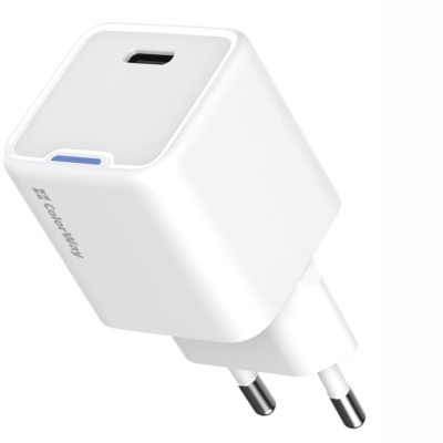 Зарядний пристрій ColorWay C101C GaN Mini 20 W PD PPS USB-C white (CW-CHS059PD-WT)