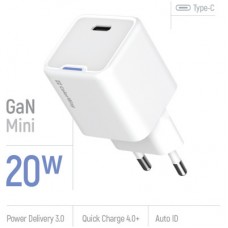 Зарядний пристрій ColorWay C101C GaN Mini 20 W PD PPS USB-C white (CW-CHS059PD-WT) - Фото