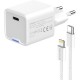 Зарядний пристрій ColorWay C101D GaN Mini 20W PD PPS USB-C + cable USB-C to Lightning white