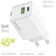 Зарядний пристрій ColorWay C101E GaN Mini 45 W PD PPS USB-C + USB-A QC4.0 white (CW-CHS060PD-WT)