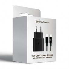 Зарядное устройство Armorstandart AR-TA800 25W USB-C + cable USB-C to USB-C black (ARM77720) Зарядное устройство Armorstandart AR-TA800 25W USB-C + cable USB-C to USB-C black (ARM77720) - Фото
