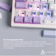 Клавіатура Ajazz AK650 Flying Fish Switch Purple RGB USB/Wireless/Bluetooth UA Purple (AK650-FF-PWB) Клавіатура Ajazz AK650 Flying Fish Switch Purple RGB USB/Wireless/Bluetooth UA Purple (AK650-FF-PWB) - Фото