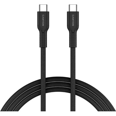 Дата кабель USB-C to USB-C 1.0m OnWire 60CL C-C 60 W COLOR Braided 1 m Black Canyon (CND-CCAP60AB10B)