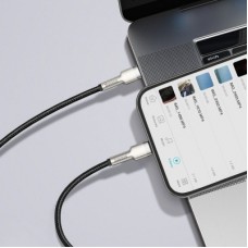 Дата кабель USB-C to Lightning 1.0m Cafule Metal PD 20W black Baseus (CATLJK-A01) - Фото