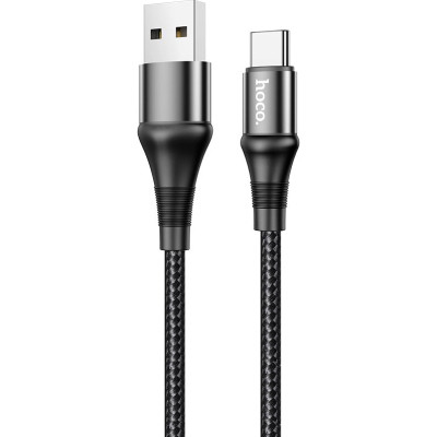 Дата кабель USB 2.0 AM to USB-C 1.0m 3A nylon X50 black HOCO (6931474734235)