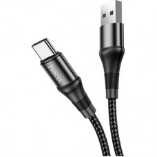 Дата кабель USB 2.0 AM to USB-C 1.0m 3A nylon X50 black HOCO (6931474734235) Дата кабель USB 2.0 AM to USB-C 1.0m 3A nylon X50 black HOCO (6931474734235) - Фото