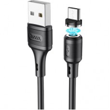 Дата кабель USB 2.0 AM to Micro 5P 1.0m 2.4A magnetic PVC X52 black HOCO (6931474735539) - Фото