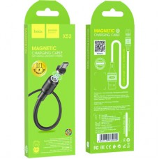 Дата кабель USB 2.0 AM to Micro 5P 1.0m 2.4A magnetic PVC X52 black HOCO (6931474735539) - Фото