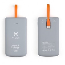Батарея універсальна Vinga 10000 mAh SuperQC soft touch w/cable 22.5W dark grey (VPB1SQSCDG) - Фото