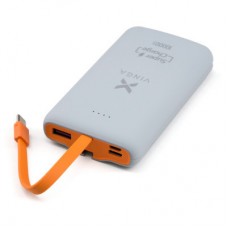 Батарея універсальна Vinga 10000 mAh SuperQC soft touch w/cable 22.5W dark grey (VPB1SQSCDG) - Фото