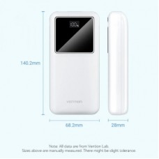 Батарея универсальная Vention 20000mAh 22.5W 3A, PD, QC/3.0, LED Display, White (FHLW0) - Фото