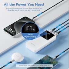 Батарея универсальная Vention 20000mAh 22.5W 3A, PD, QC/3.0, LED Display, White (FHLW0) - Фото