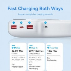 Батарея универсальная Vention 20000mAh 22.5W 3A, PD, QC/3.0, LED Display, White (FHLW0) - Фото