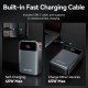 Батарея универсальная Vention 20000mAh 65W 3A PD, QC/3.0, USB-A, Type-C OUT, with Built-in USB-C Cable, LED