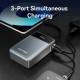 Батарея универсальная Vention 20000mAh 65W 3A PD, QC/3.0, USB-A, Type-C OUT, with Built-in USB-C Cable, LED