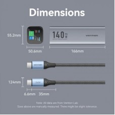 Батарея универсальная Vention 27000mAh 140W 5A PD, QC/3.0, 2xUSB-C, USB-A, LED Display, Gray (FHVH0) - Фото