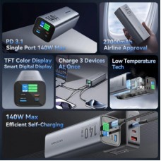 Батарея универсальная Vention 27000mAh 140W 5A PD, QC/3.0, 2xUSB-C, USB-A, LED Display, Gray (FHVH0) - Фото