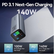 Батарея универсальная Vention 27000mAh 140W 5A PD, QC/3.0, 2xUSB-C, USB-A, LED Display, Gray (FHVH0) - Фото