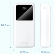 Батарея універсальна Vention 30000mAh 22.5 W 3 A, PD, QC/3.0, LED Display, White (FHMW0) - Фото