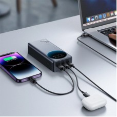 Батарея універсальна JOYROOM 30000 mAh 65 W PD, QC/3.0, USB-A, 2xUSB-C In/Out, Black (JR-PBF05) - Фото