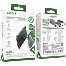 Батарея універсальна Acefast Magnetic Wireless 5000 mAh 18W PD, QC/3.0, QI 7.5 W, ультратонкий, M8 Bllack - Фото
